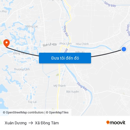 Xuân Dương to Xã Đồng Tâm map