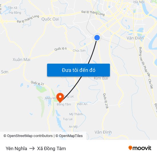 Yên Nghĩa to Xã Đồng Tâm map