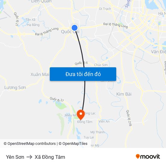 Yên Sơn to Xã Đồng Tâm map