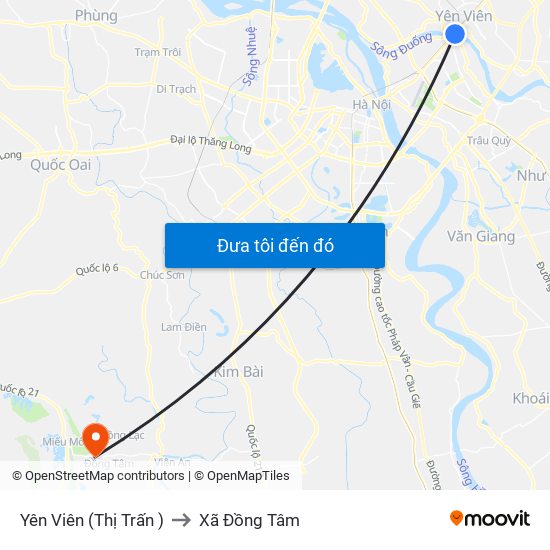 Yên Viên (Thị Trấn ) to Xã Đồng Tâm map