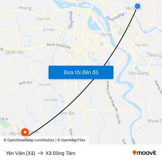 Yên Viên (Xã) to Xã Đồng Tâm map