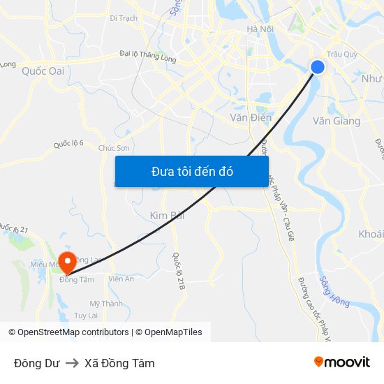 Đông Dư to Xã Đồng Tâm map