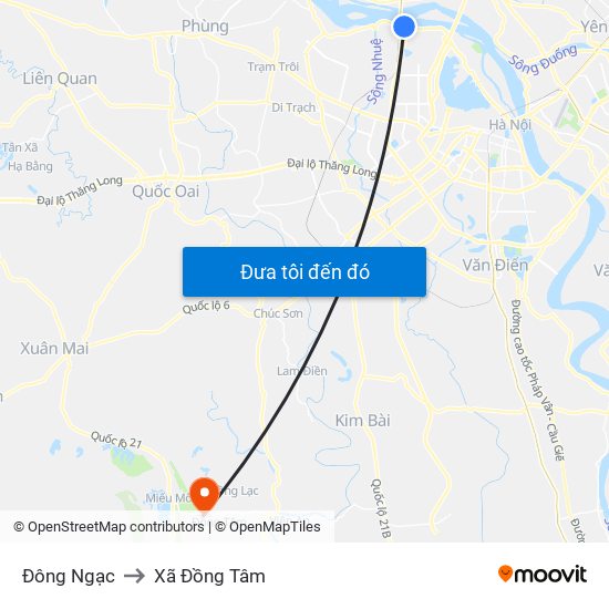 Đông Ngạc to Xã Đồng Tâm map