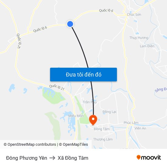 Đông Phương Yên to Xã Đồng Tâm map