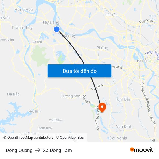 Đông Quang to Xã Đồng Tâm map