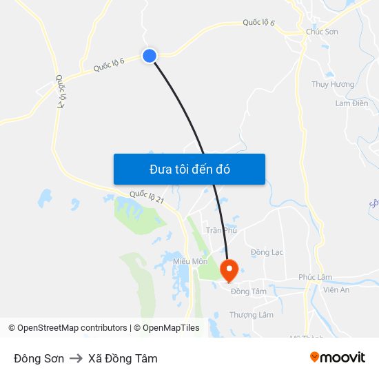 Đông Sơn to Xã Đồng Tâm map