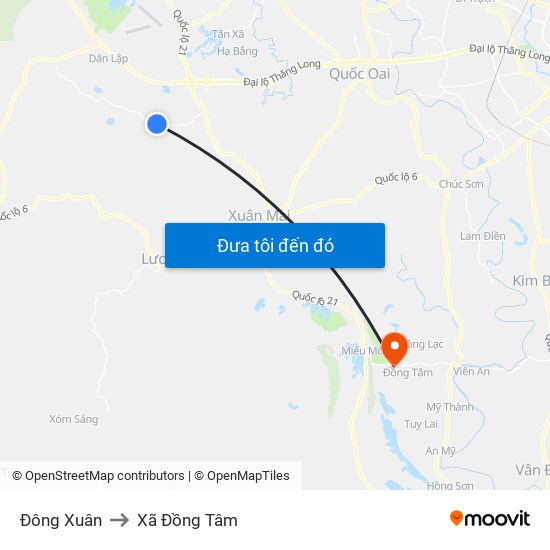 Đông Xuân to Xã Đồng Tâm map