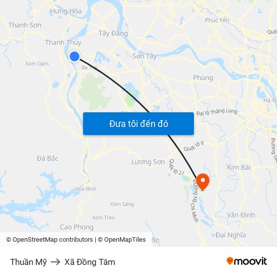 Thuần Mỹ to Xã Đồng Tâm map