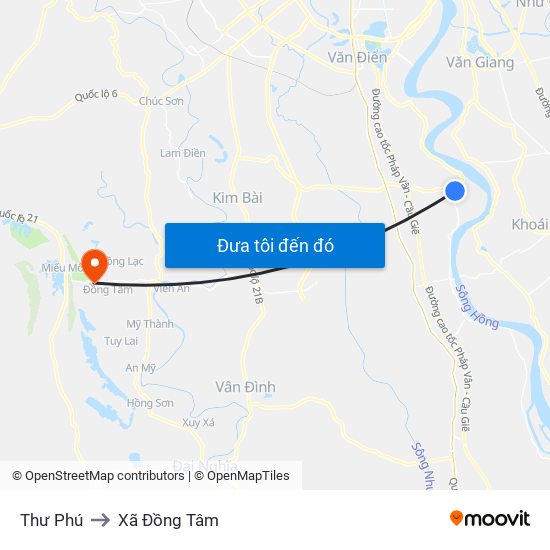Thư Phú to Xã Đồng Tâm map