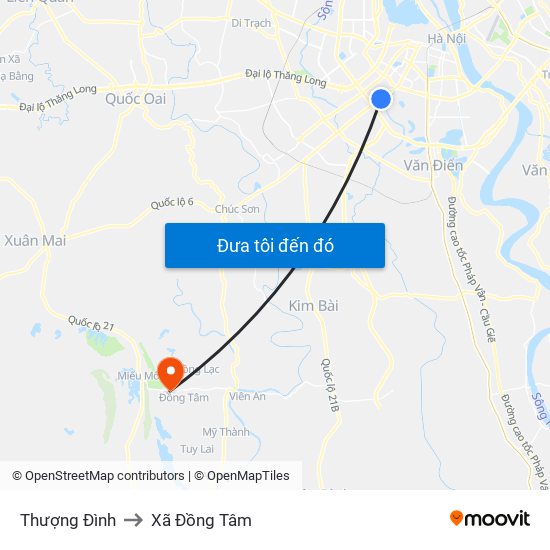 Thượng Đình to Xã Đồng Tâm map