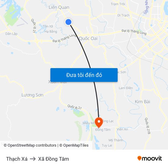 Thạch Xá to Xã Đồng Tâm map