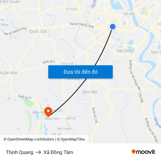 Thịnh Quang to Xã Đồng Tâm map