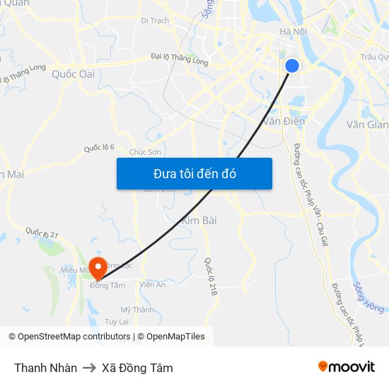 Thanh Nhàn to Xã Đồng Tâm map