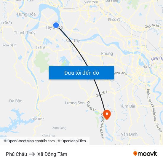 Phú Châu to Xã Đồng Tâm map