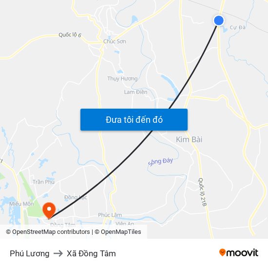 Phú Lương to Xã Đồng Tâm map