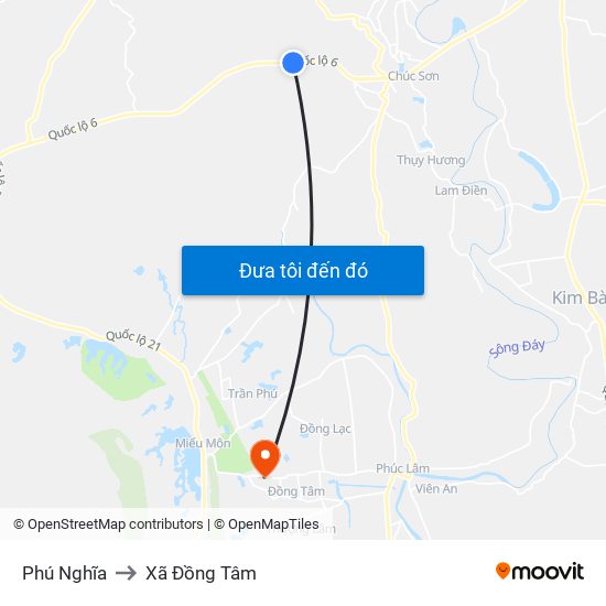 Phú Nghĩa to Xã Đồng Tâm map