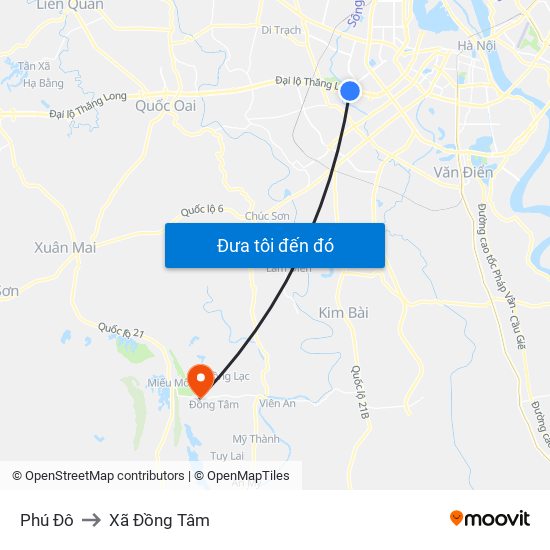 Phú Đô to Xã Đồng Tâm map