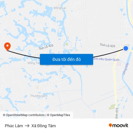 Phúc Lâm to Xã Đồng Tâm map