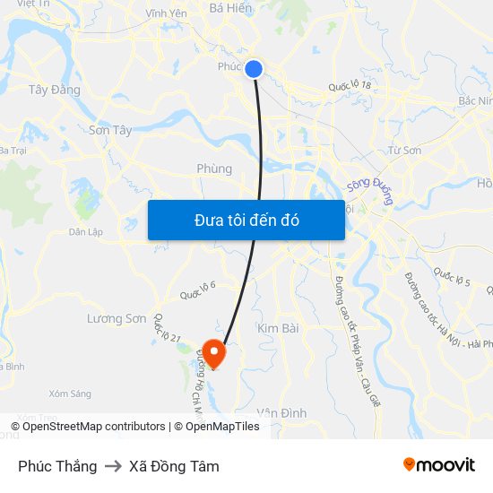 Phúc Thắng to Xã Đồng Tâm map