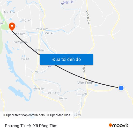 Phương Tú to Xã Đồng Tâm map