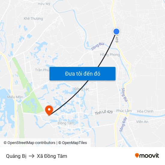 Quảng Bị to Xã Đồng Tâm map