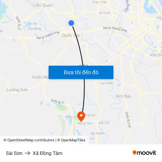 Sài Sơn to Xã Đồng Tâm map