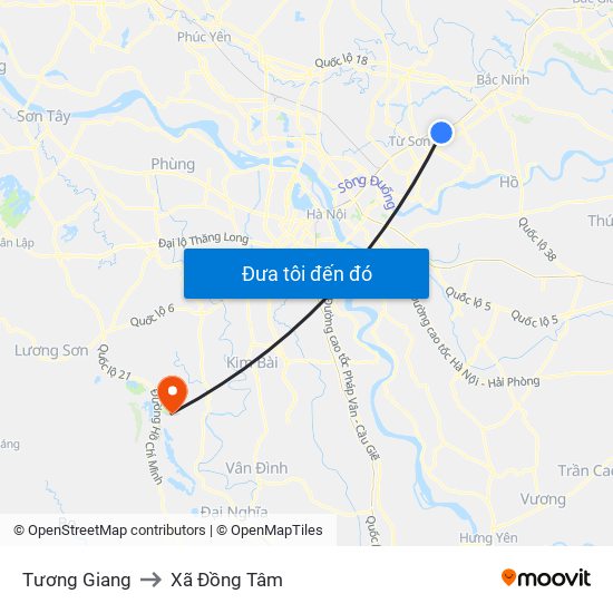 Tương Giang to Xã Đồng Tâm map