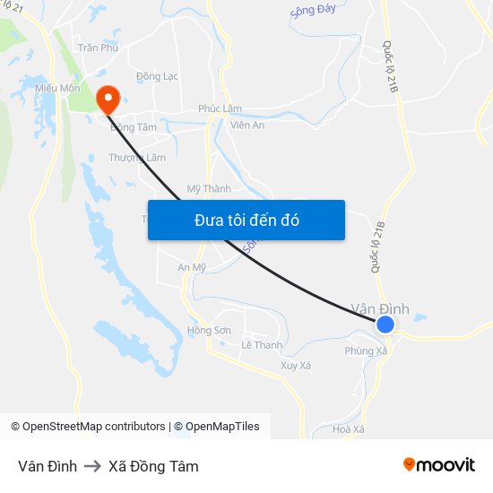 Vân Đình to Xã Đồng Tâm map