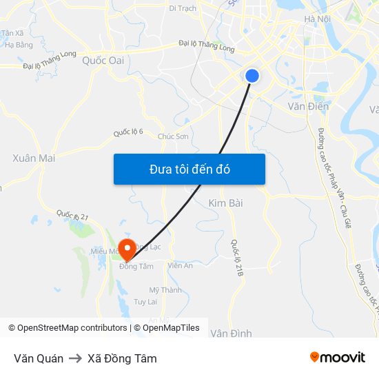 Văn Quán to Xã Đồng Tâm map