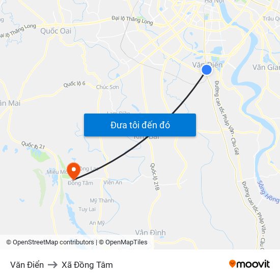 Văn Điển to Xã Đồng Tâm map