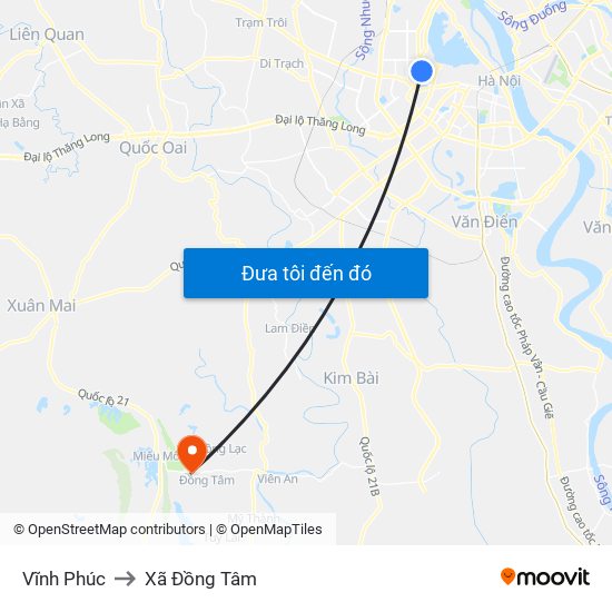Vĩnh Phúc to Xã Đồng Tâm map