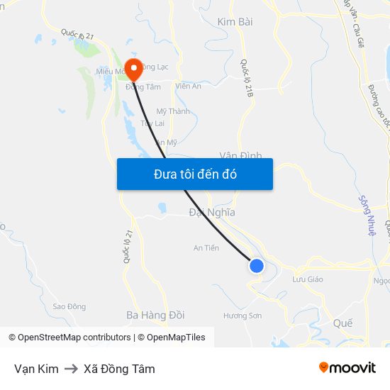 Vạn Kim to Xã Đồng Tâm map