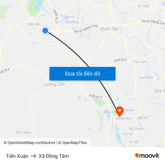 Tiến Xuân to Xã Đồng Tâm map