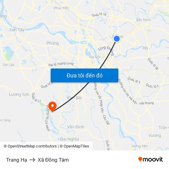 Trang Hạ to Xã Đồng Tâm map
