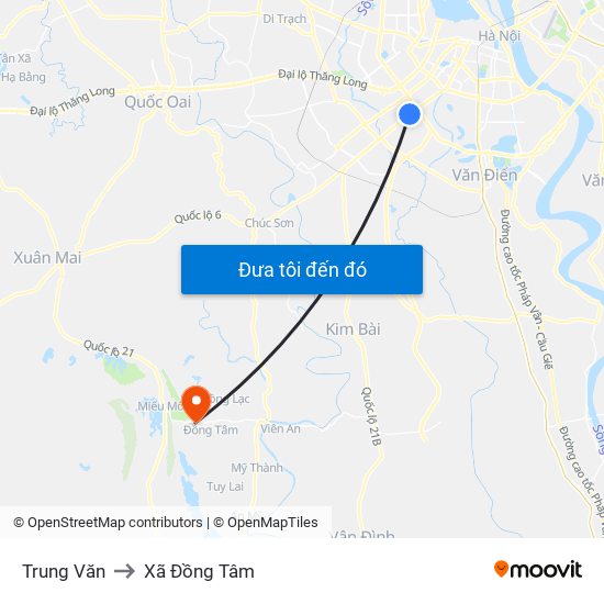 Trung Văn to Xã Đồng Tâm map