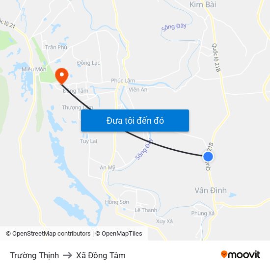 Trường Thịnh to Xã Đồng Tâm map