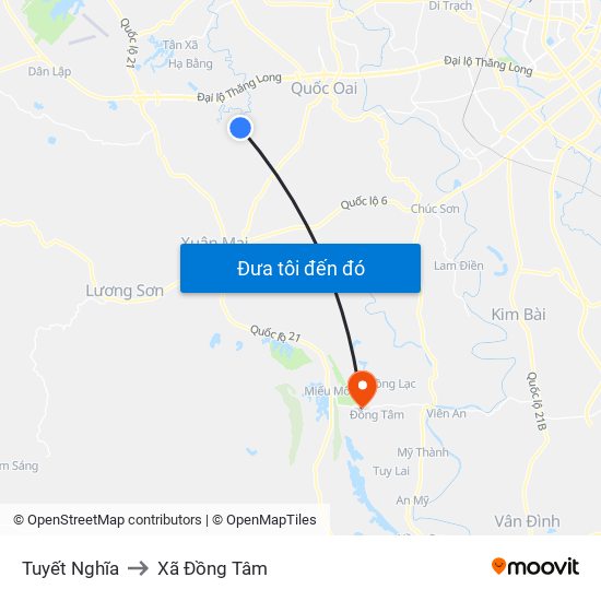 Tuyết Nghĩa to Xã Đồng Tâm map