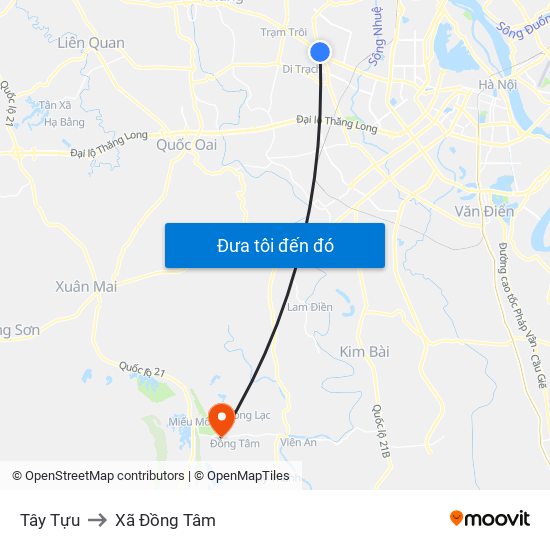 Tây Tựu to Xã Đồng Tâm map