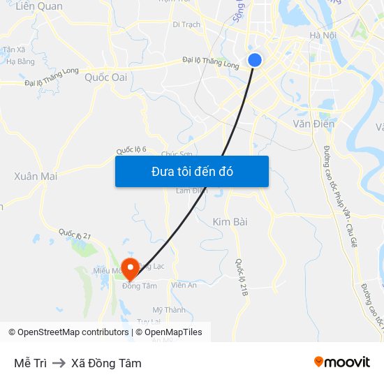 Mễ Trì to Xã Đồng Tâm map