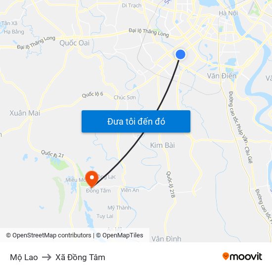 Mộ Lao to Xã Đồng Tâm map