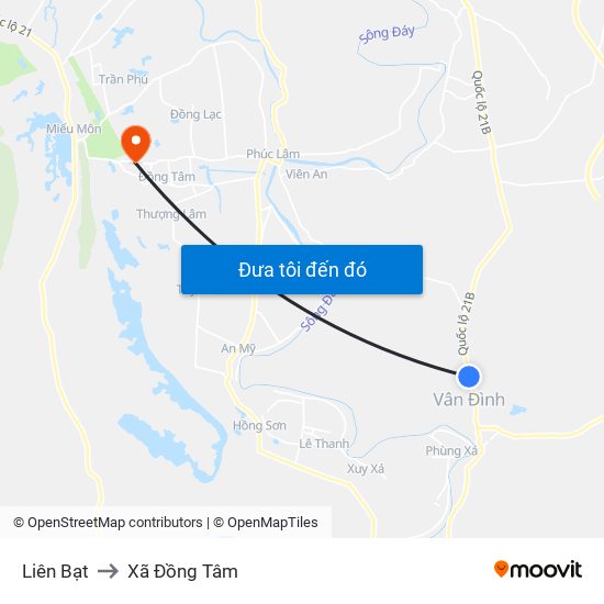 Liên Bạt to Xã Đồng Tâm map