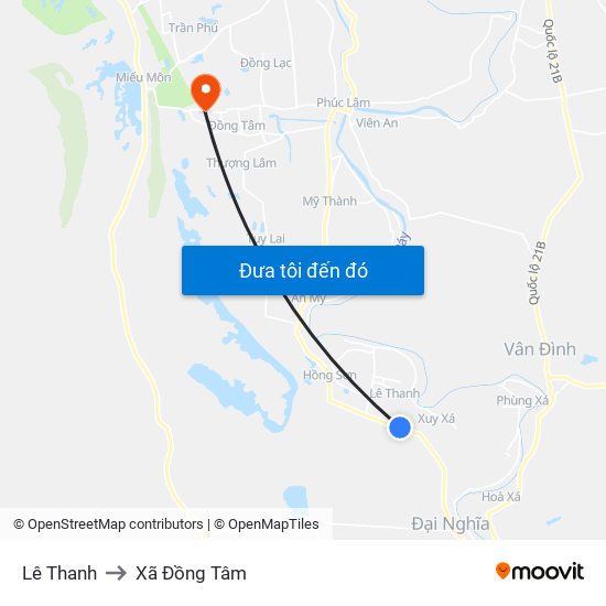 Lê Thanh to Xã Đồng Tâm map