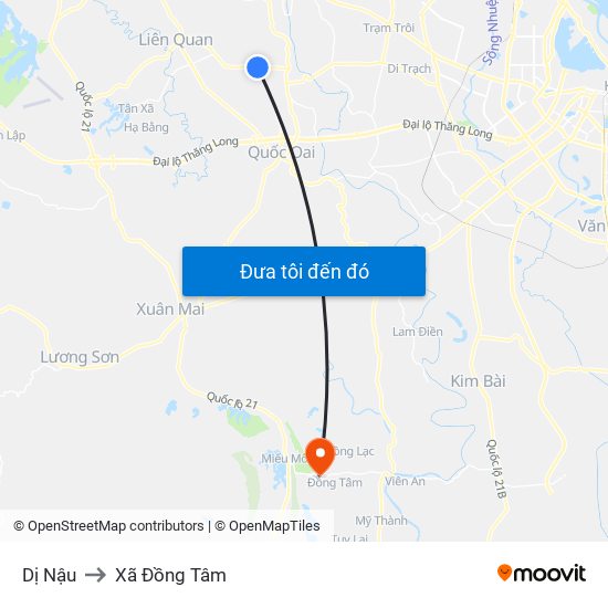 Dị Nậu to Xã Đồng Tâm map