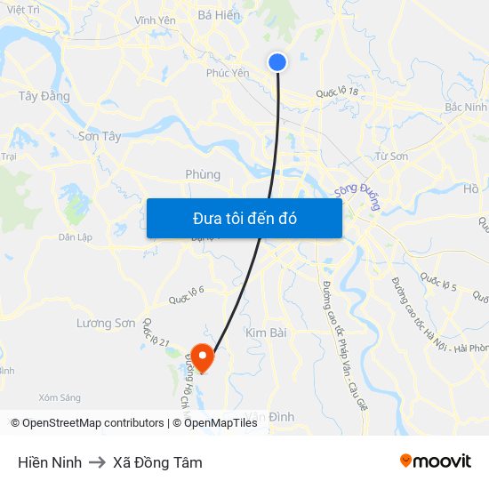 Hiền Ninh to Xã Đồng Tâm map