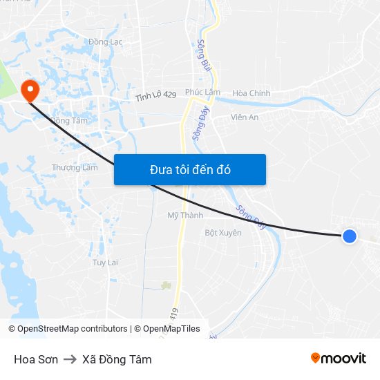 Hoa Sơn to Xã Đồng Tâm map