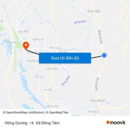 Hồng Dương to Xã Đồng Tâm map