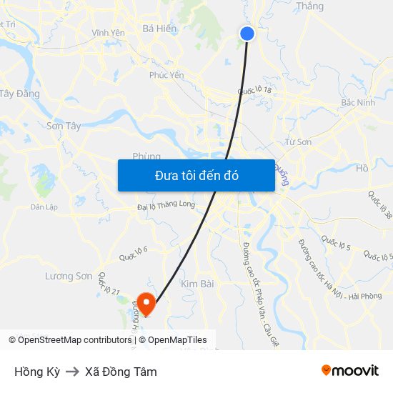 Hồng Kỳ to Xã Đồng Tâm map