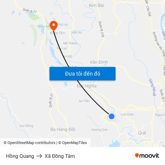 Hồng Quang to Xã Đồng Tâm map