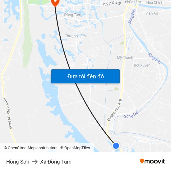 Hồng Sơn to Xã Đồng Tâm map