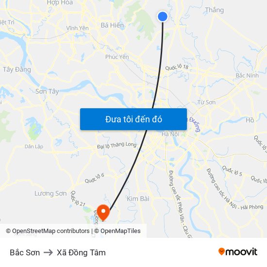 Bắc Sơn to Xã Đồng Tâm map